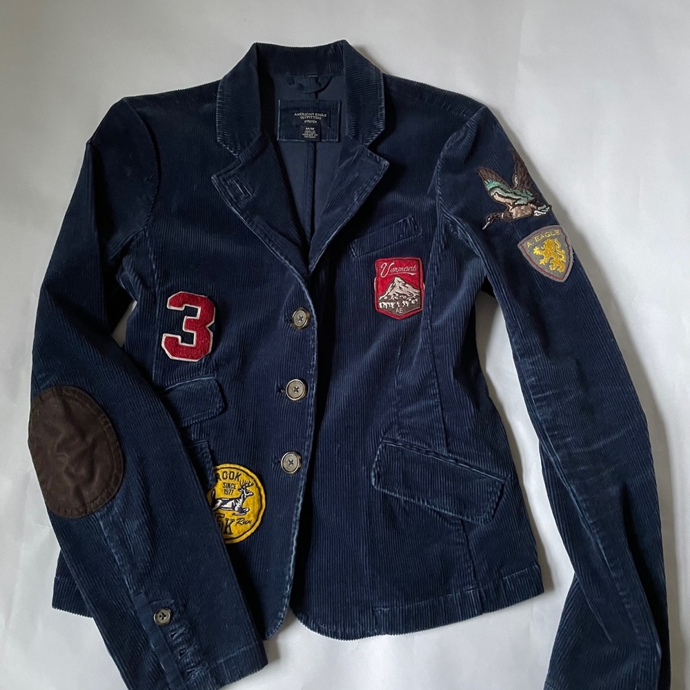 🎉HP🎉 AE PREPPY PATCHED STRETCH CORDUROY BLAZER JACKET - M